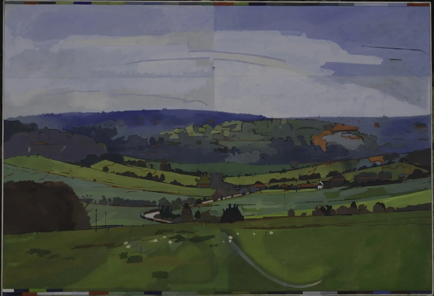 Upwaltham Church. 107x156cms. Oil on Linen. 2016-2024.jpg