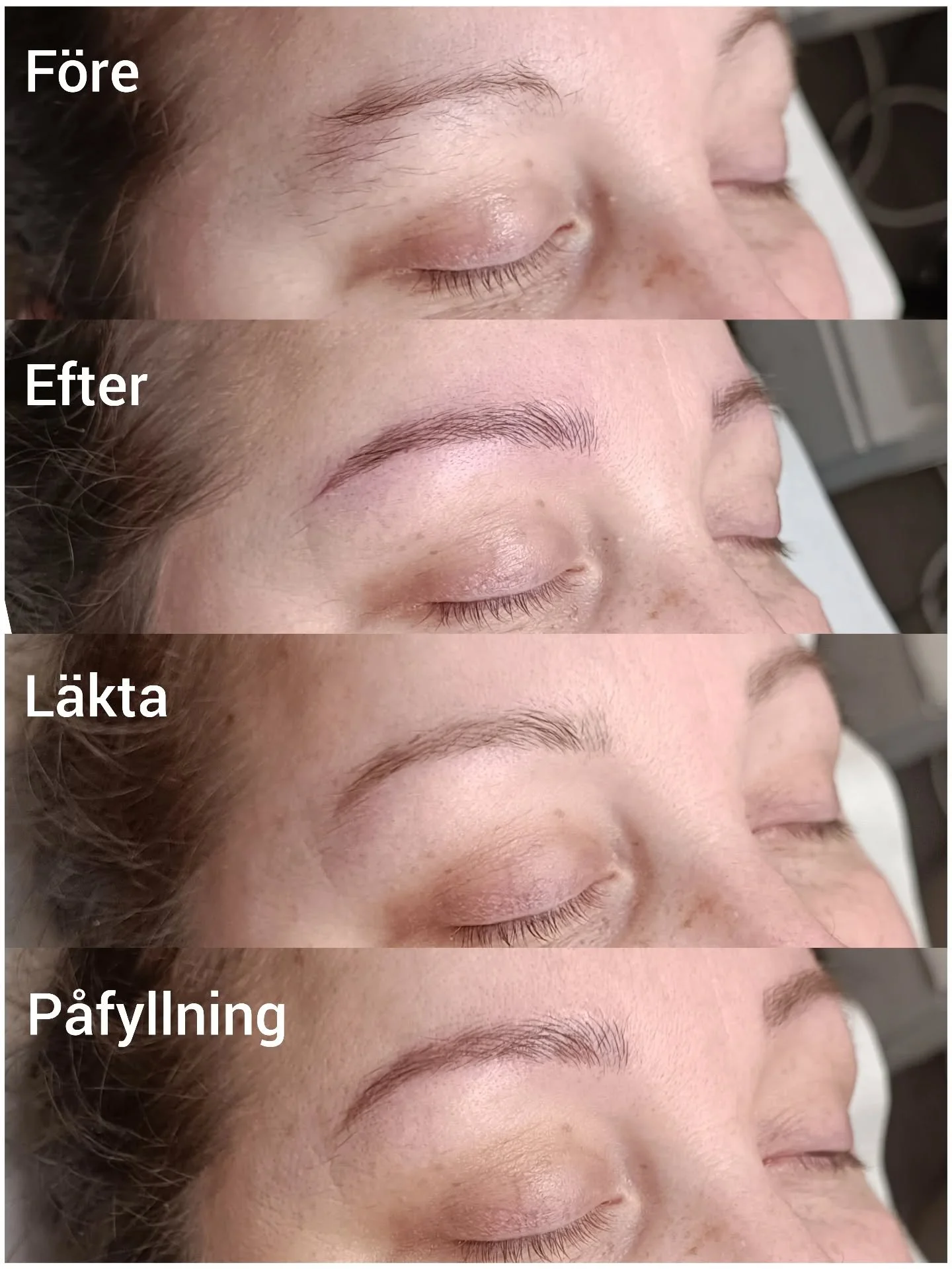 Viktigt att veta om microblading 
Efter f&ouml;rsta bes&ouml;ket k&auml;nns brynen lite extra m&ouml;rka, r&ouml;da och skarpa.
De bleknar och litegrann lossnar
Vid &aring;terbes&ouml;ket som ing&aring;r i priset fyller vi p&aring; det som beh&ouml;v