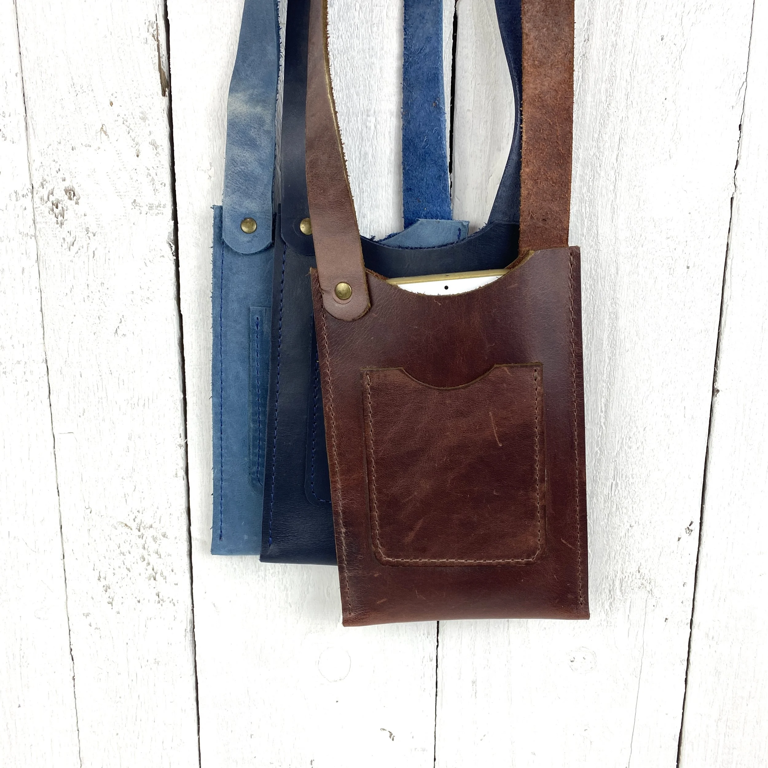 Leather phone bag with card pocket
