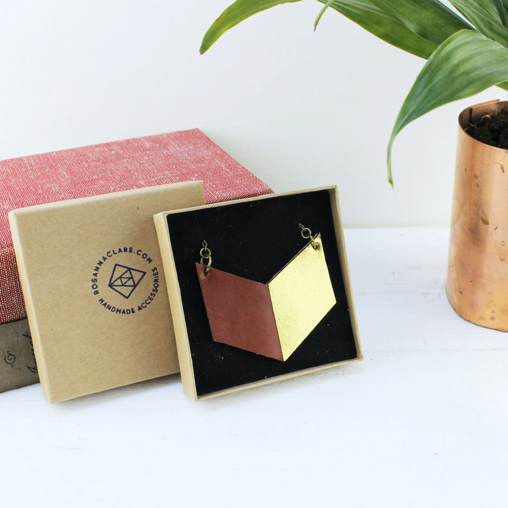 Chevron Style Leather Necklace