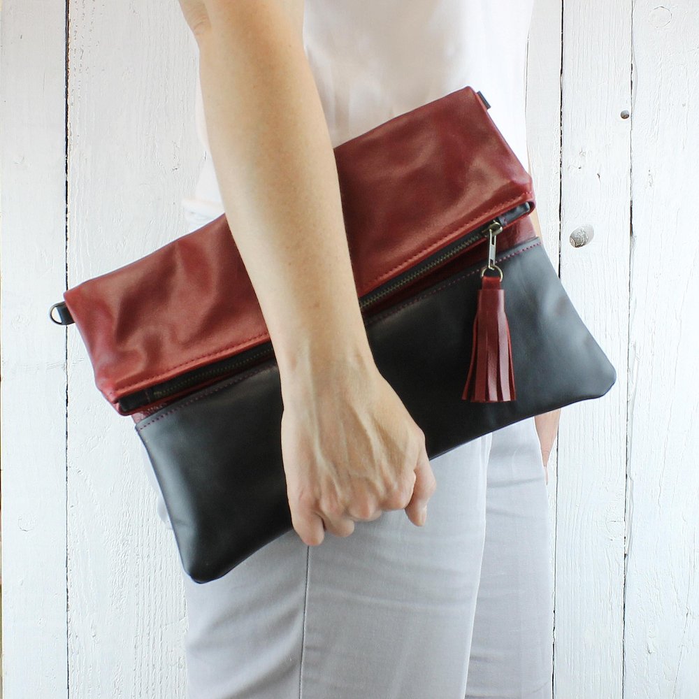 Leather fold over clutch bag — Rosanna Clare Leather Workshops