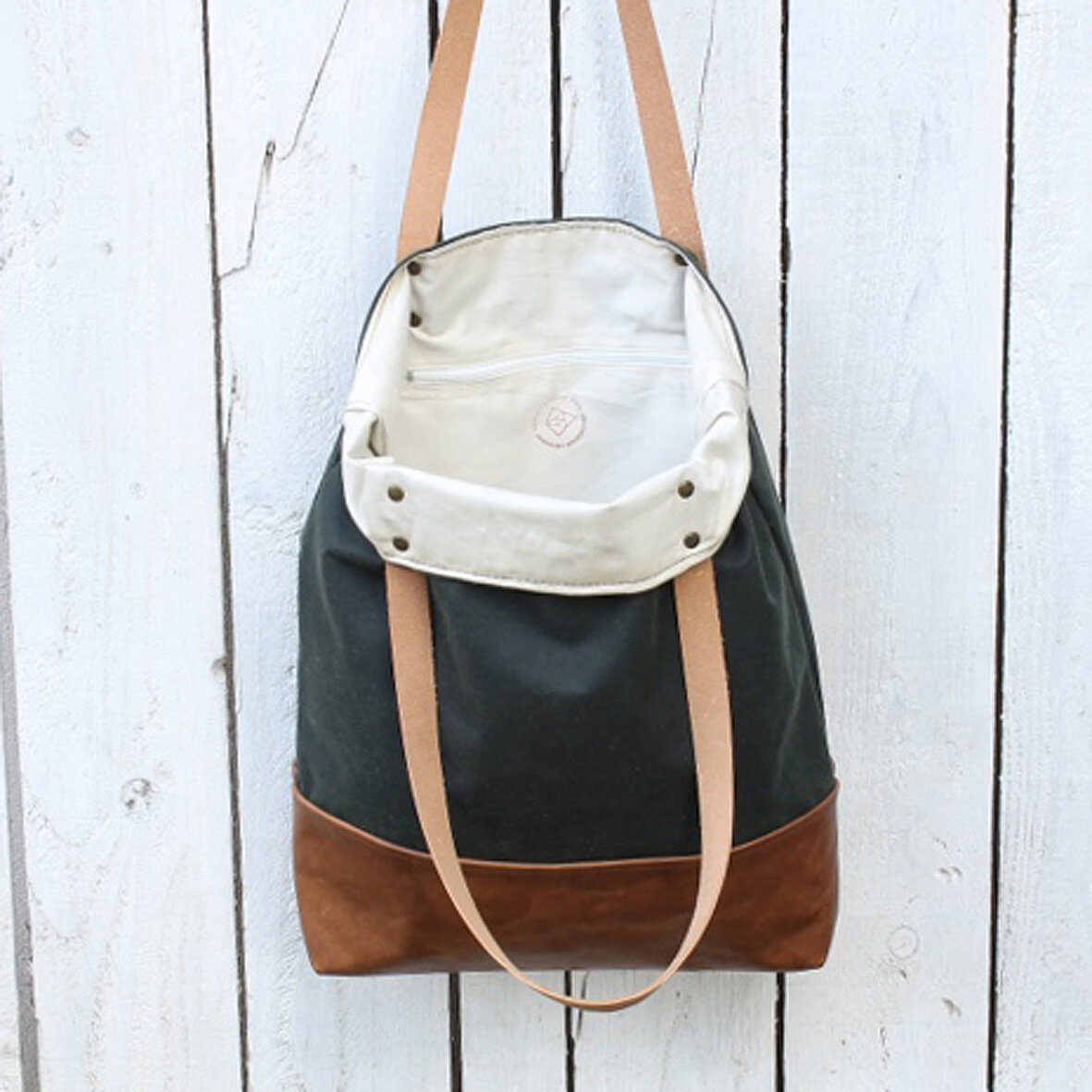 Waxed Cotton & leather tote bag — Rosanna Clare Leather Workshops
