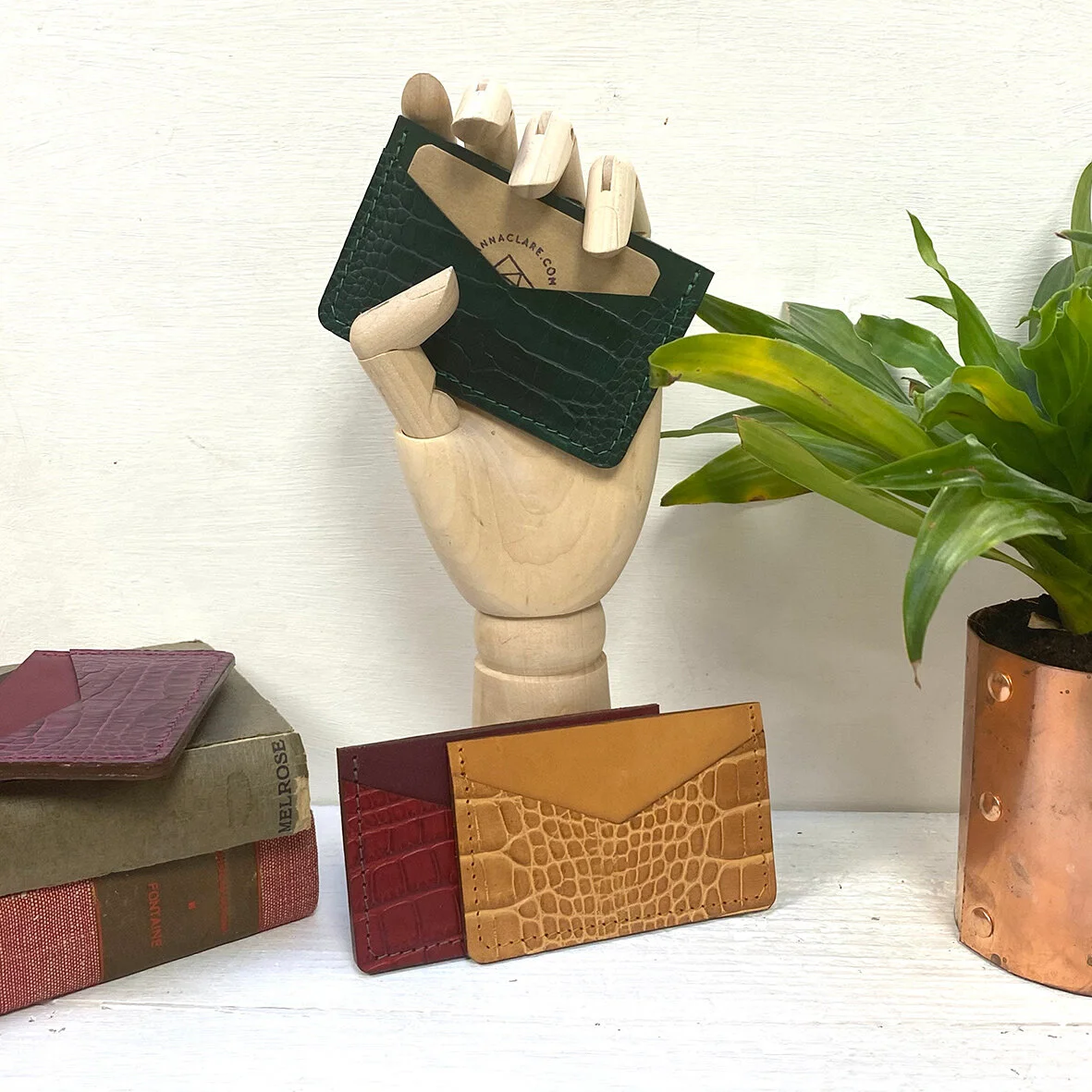 Crocodile print Leather Card Case