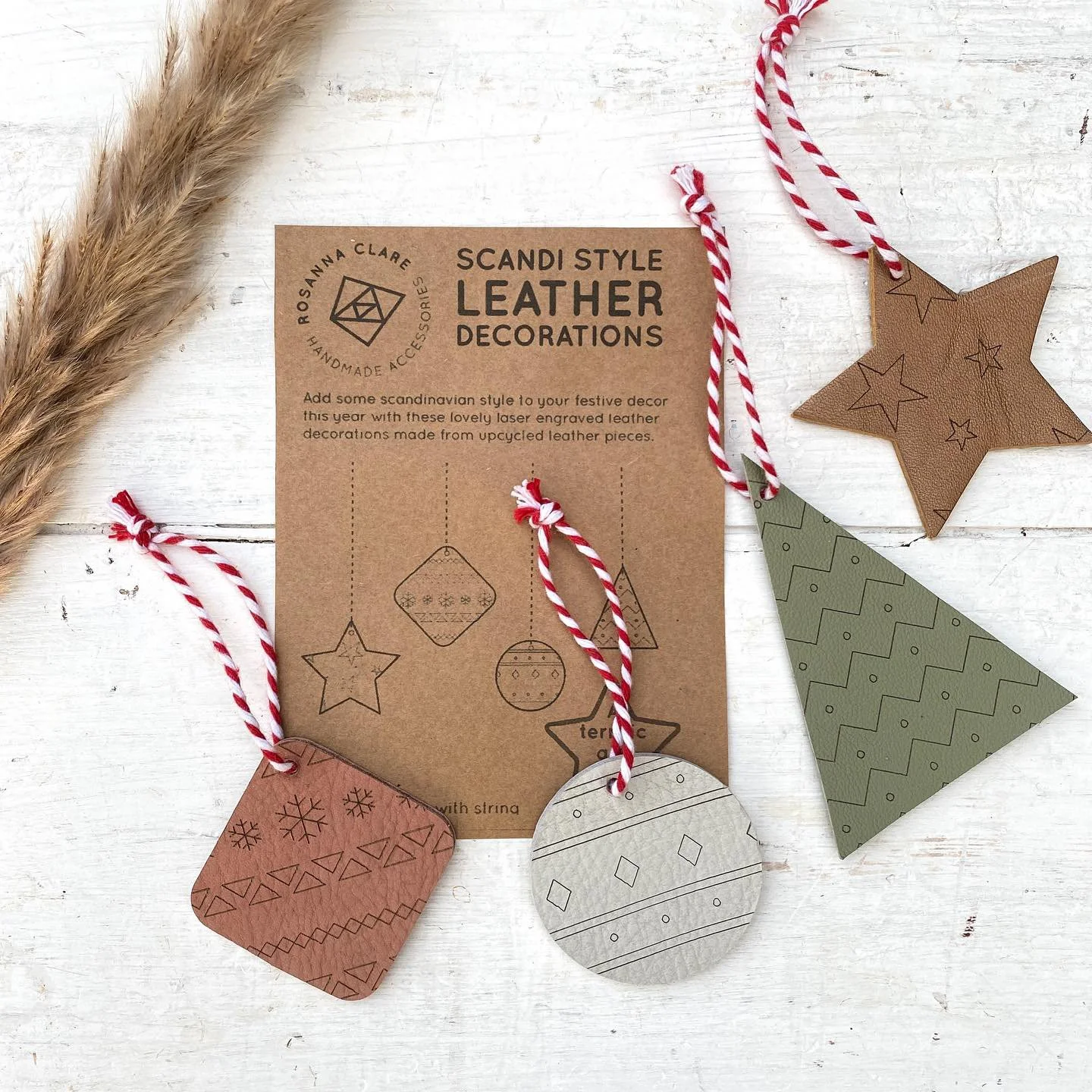 Scandi Style Leather Bauble Decorations