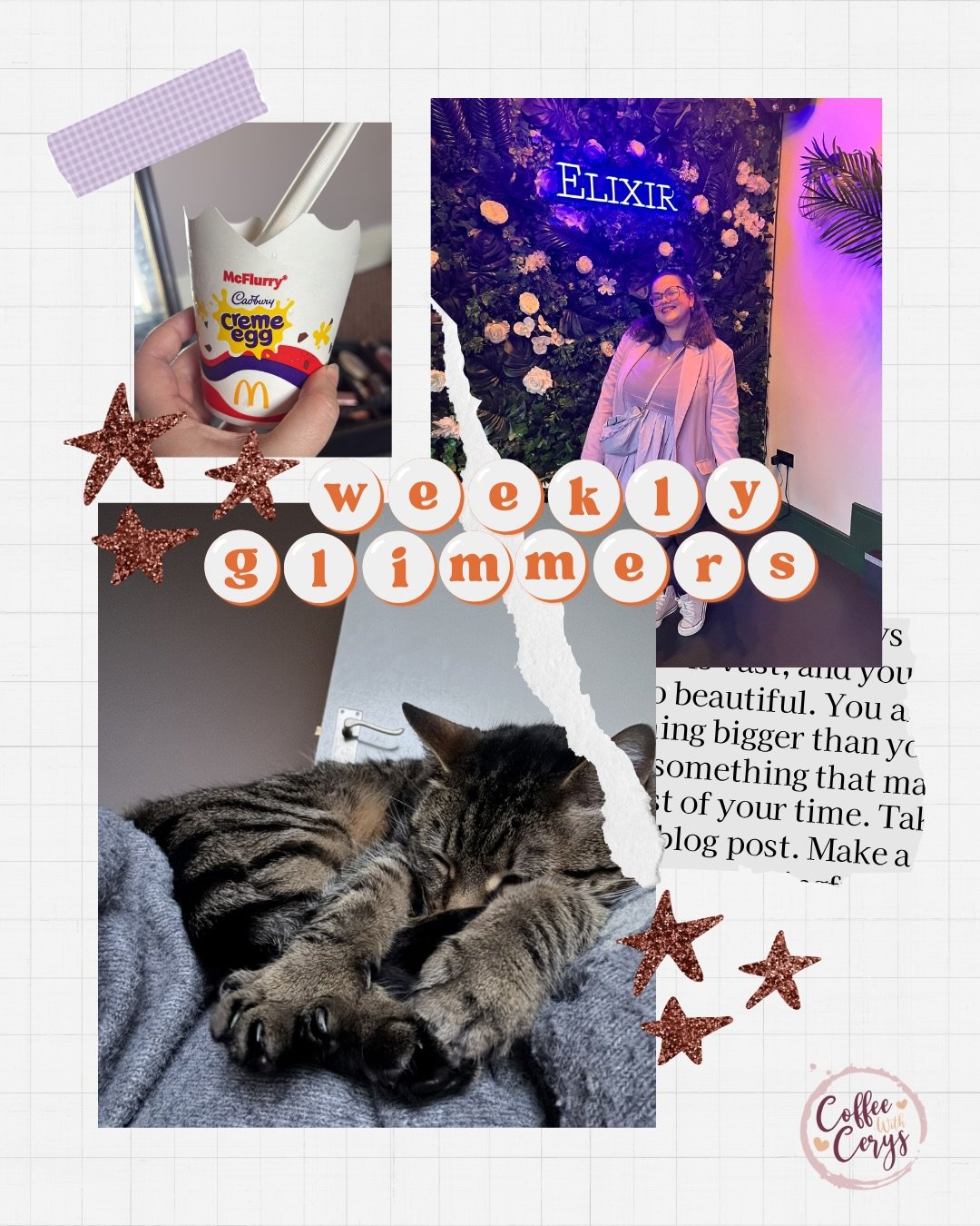 A week of cuddles, food and pushing myself out of my comfort zone🫶🏻

(Yes the snacks are what got me through going to my first proper networking event and being brave😂).

#CoffeeWithCerys #MumLifeUK