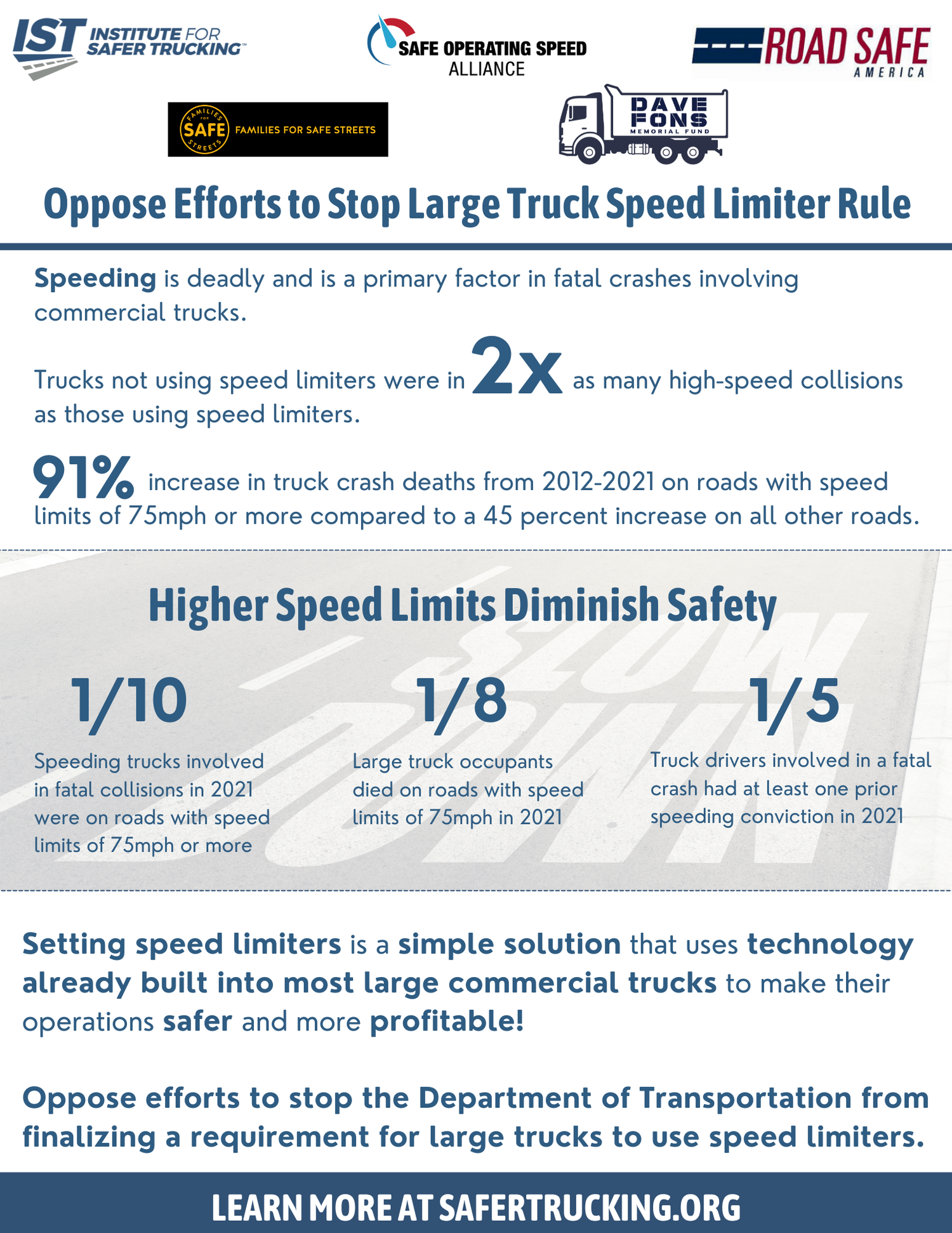 Oppose Efforts to Stop Large Truck Speed Limiter Rule — Institute for