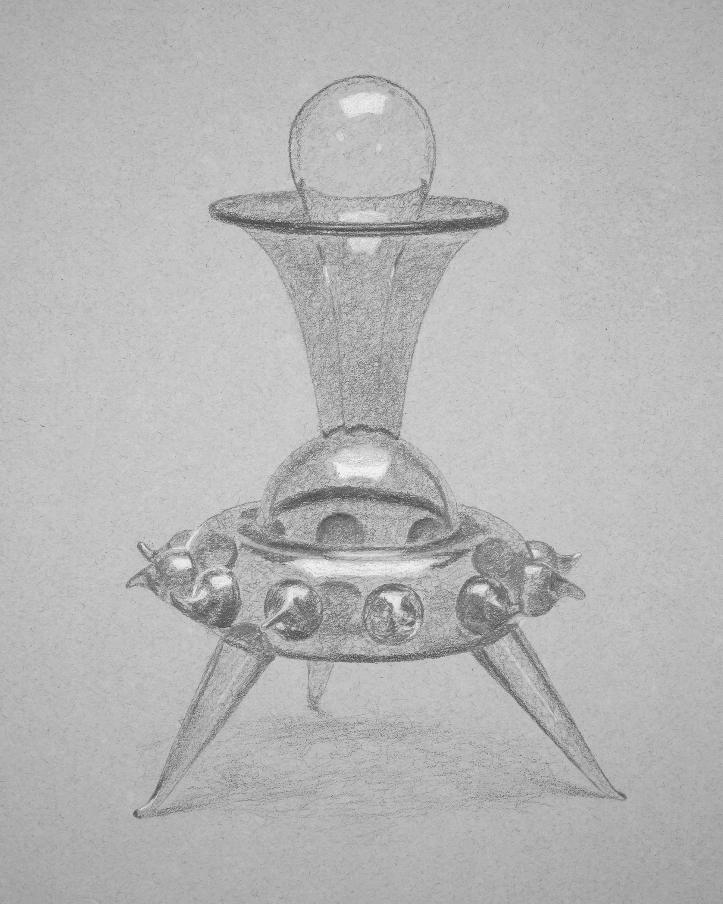 Satre Stuelke, Portrait of EMF Vortex, 9" x 7",
graphite and chalk on paper, 2026
