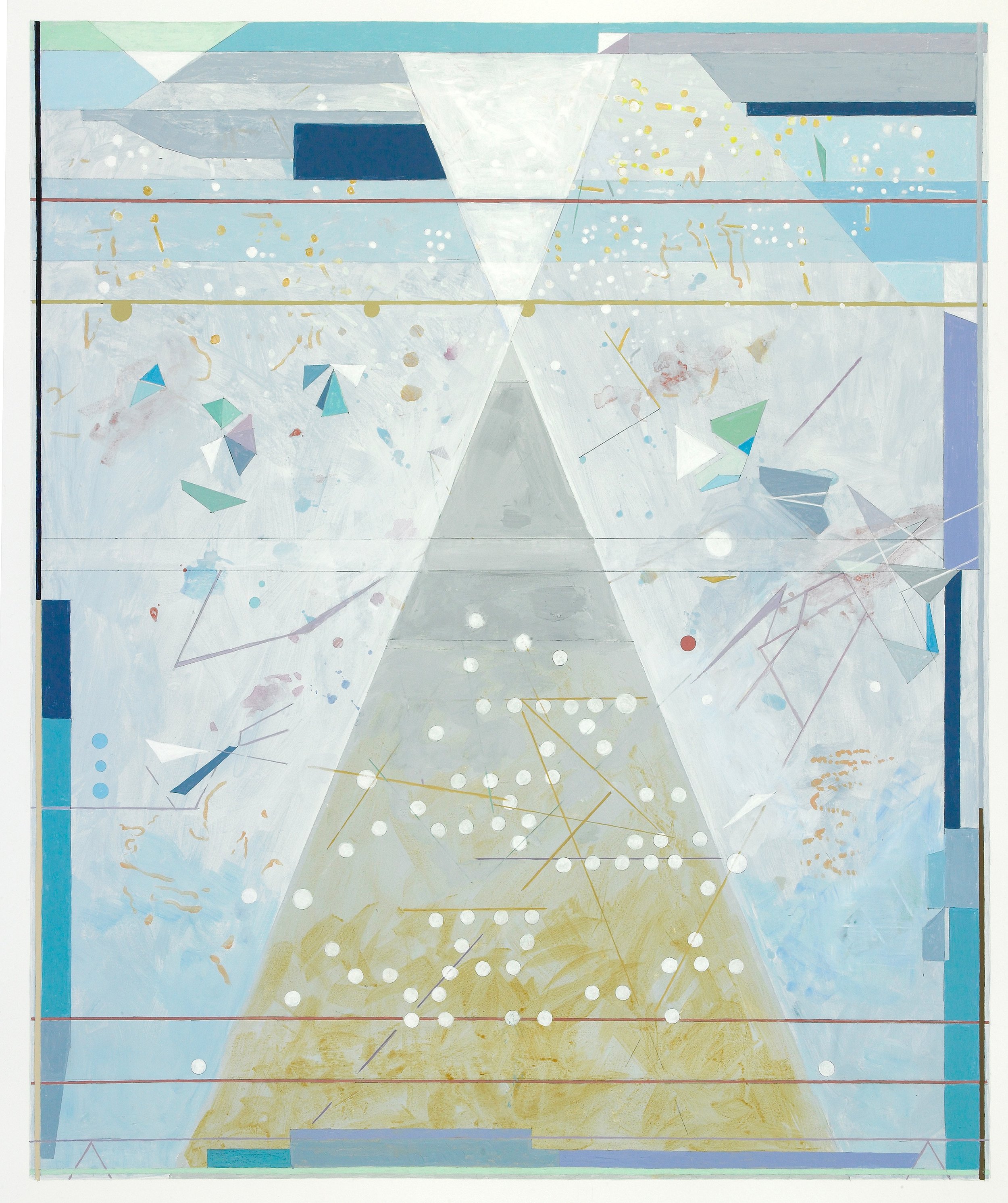 Monument, 40" x 32" (framed), acrylic on paper, 2018