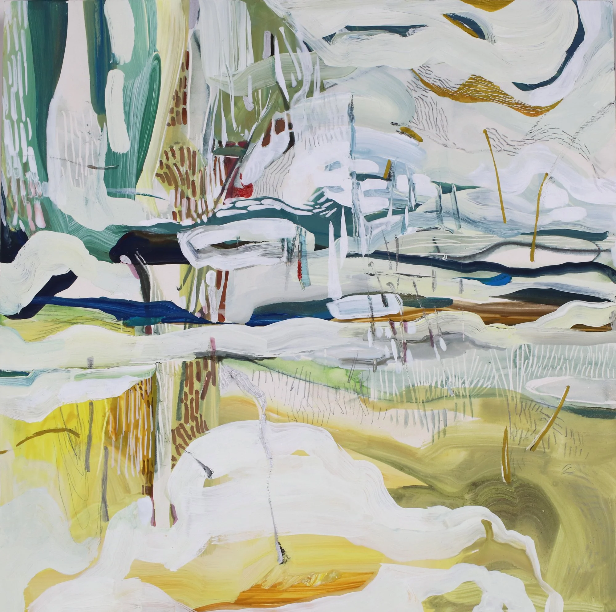 Masha Ryskin, Dreaming, 12" x 12", mixed media on panel, 2026