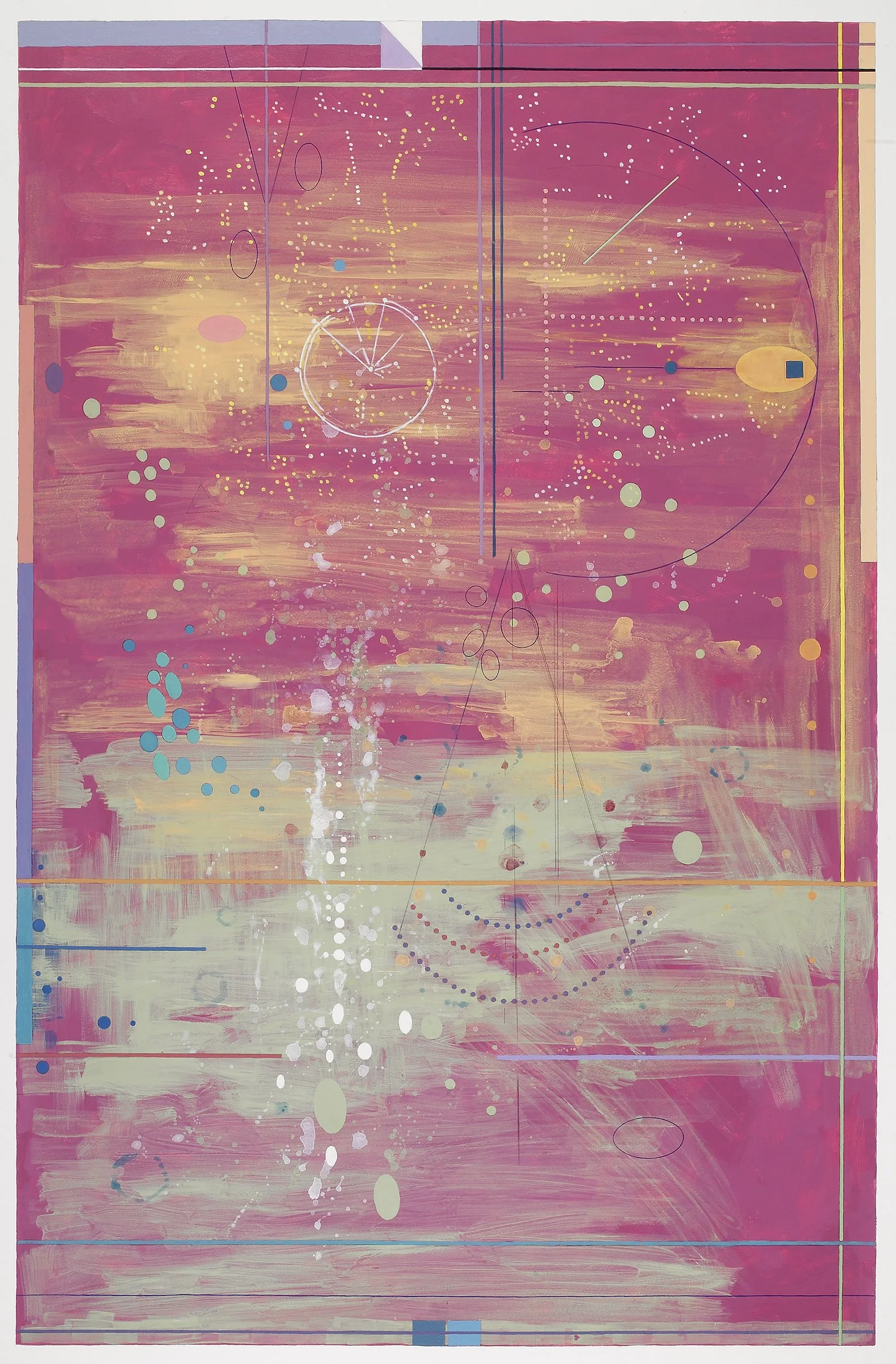 Celestial - Terrestrial, 46" x 32" (framed), acrylic on paper, 2022