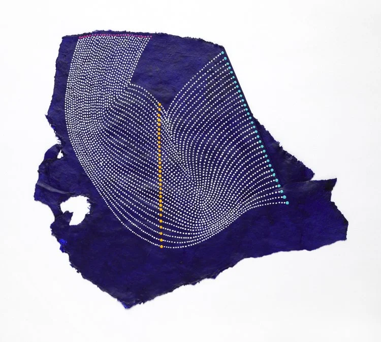 Paula Overbay, Jouer 49, 10" x 10", acrylic on Japanese paper, 2024