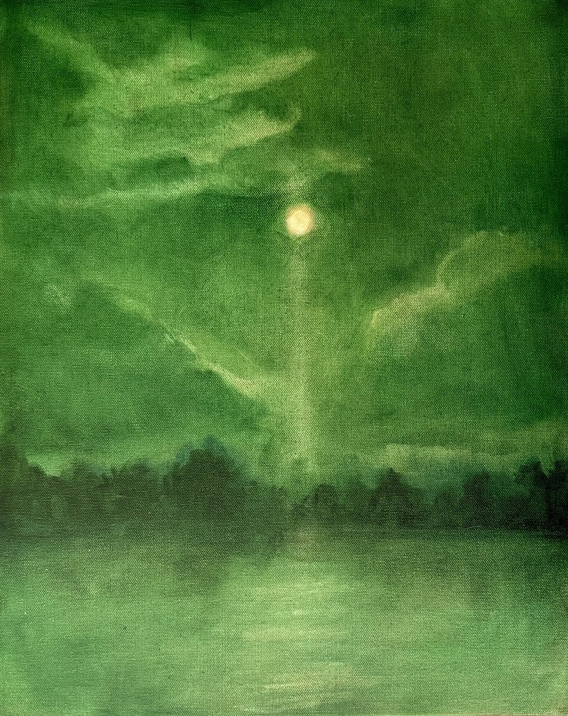 Domenica Brockman, Green Forest Moon, 20" x 16", oil on panel, 2024