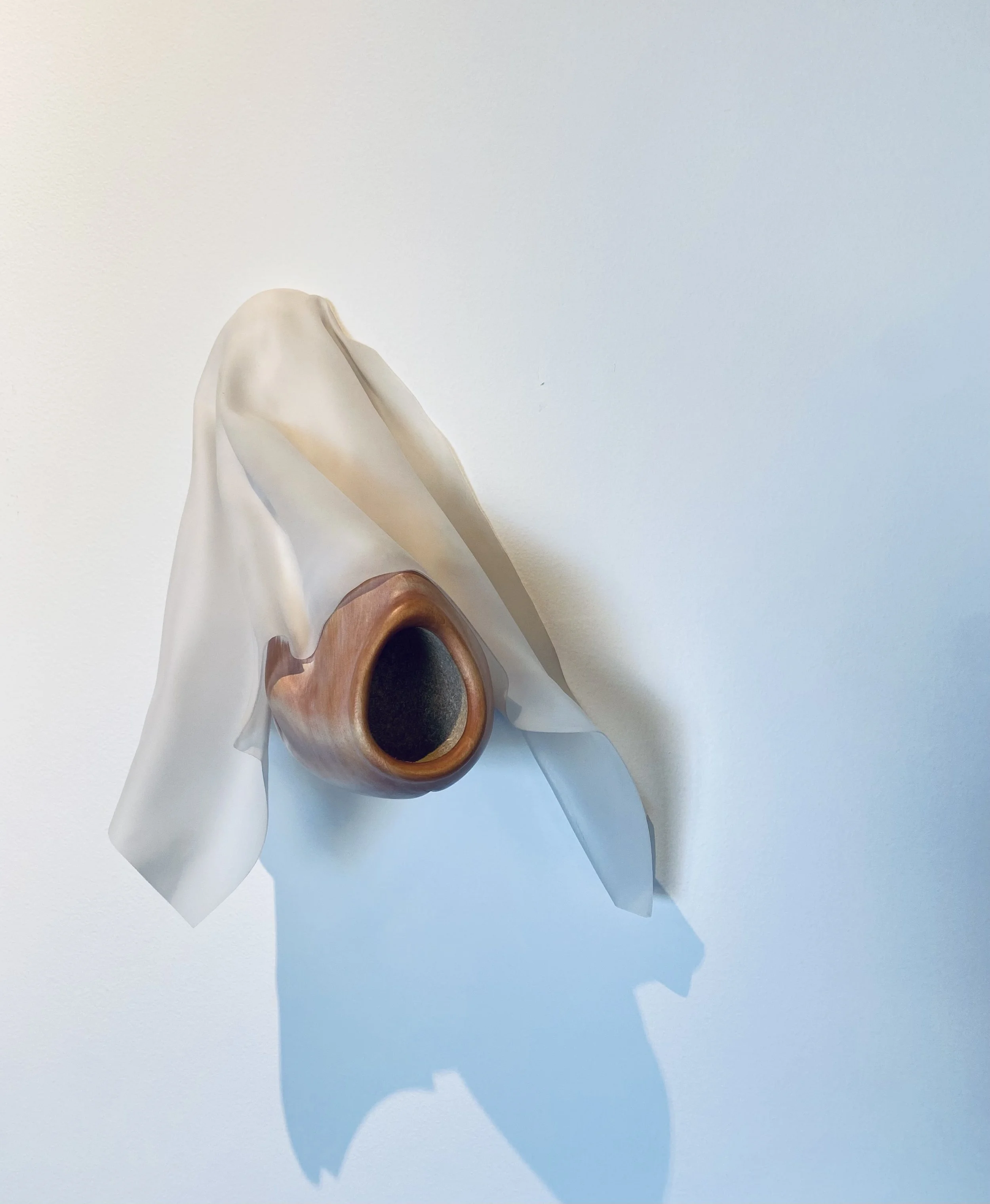 Jude Lewis, Untitled #9, 14” W x 15” H x 8” D, basswood, dye, stain, shaped acrylic