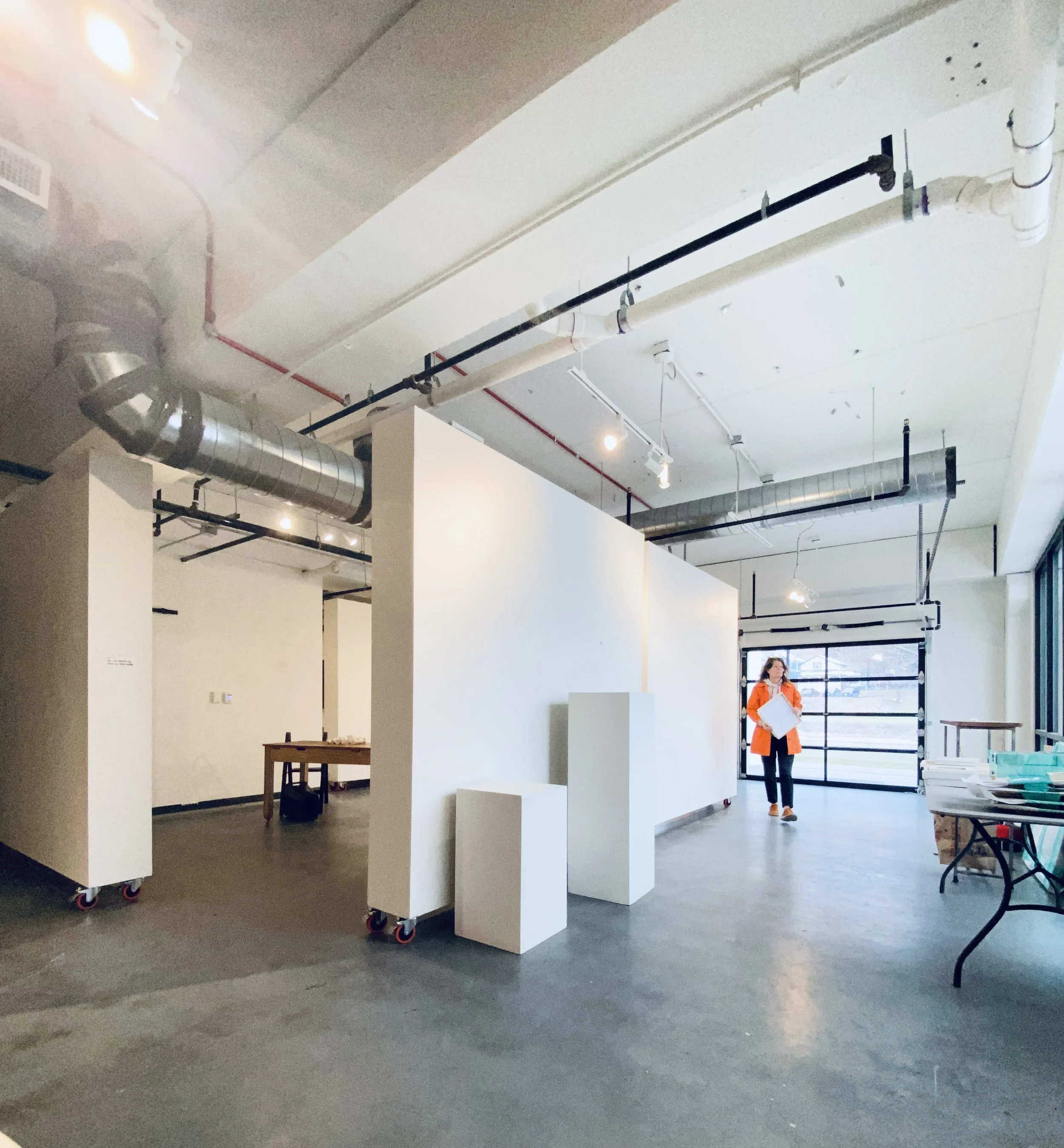 The beginnings of installing an offsite exhibition