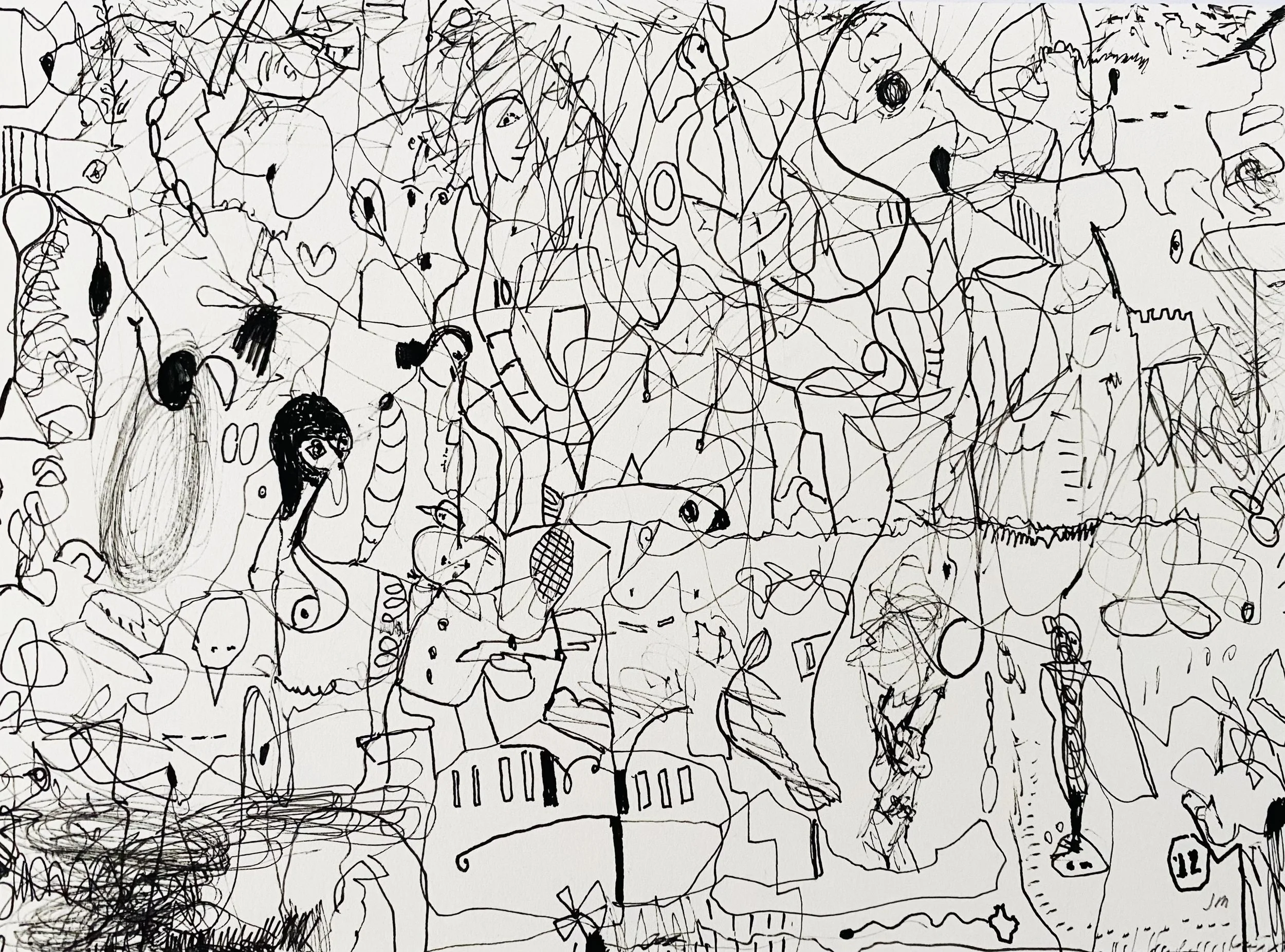 John McLaughlin, Jam Packed II, 6" x 8", ink on paper, 2026 / sold