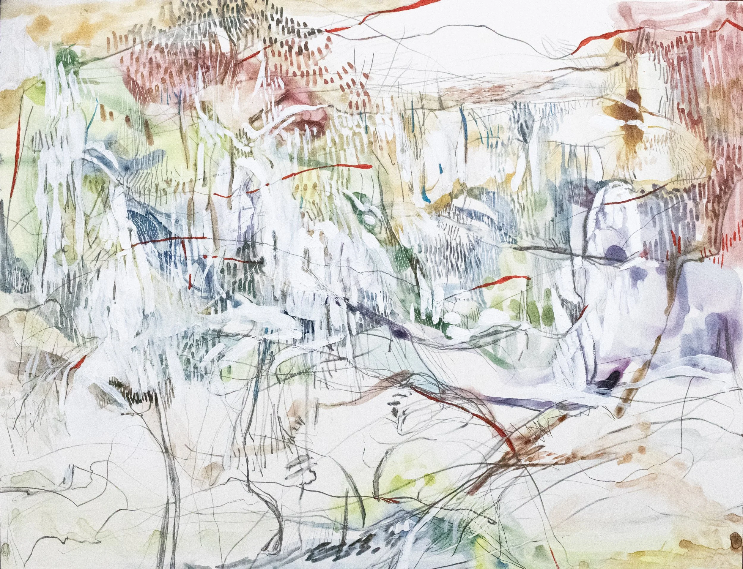 Masha Ryskin, Dreamland, 11" x 14", mixed media on panel, 2026