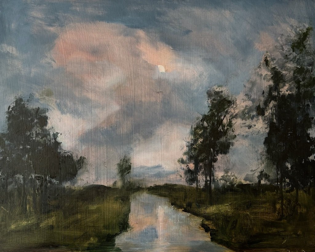 Domenica Brockman, August Moon, 20" x 16", oil on panel, 2024