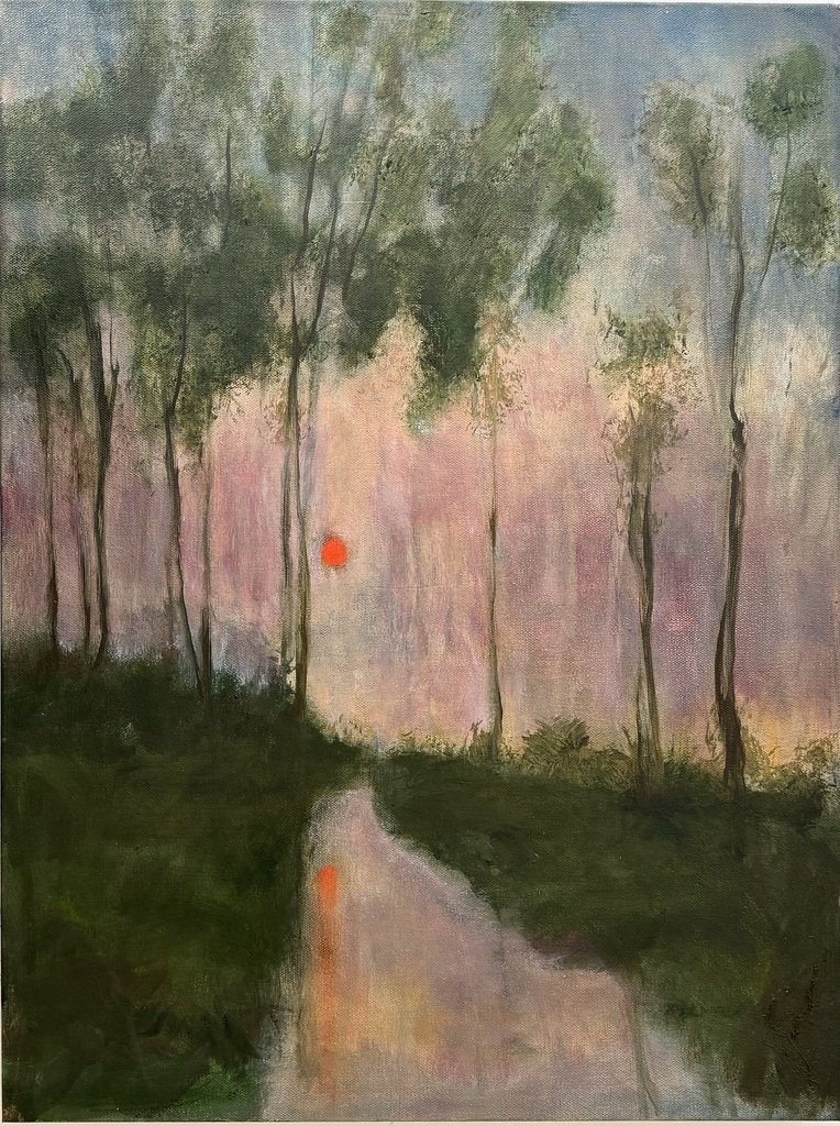 Domenica Brockman, Forest Sunset, 24" x 18", oil on panel, 2024