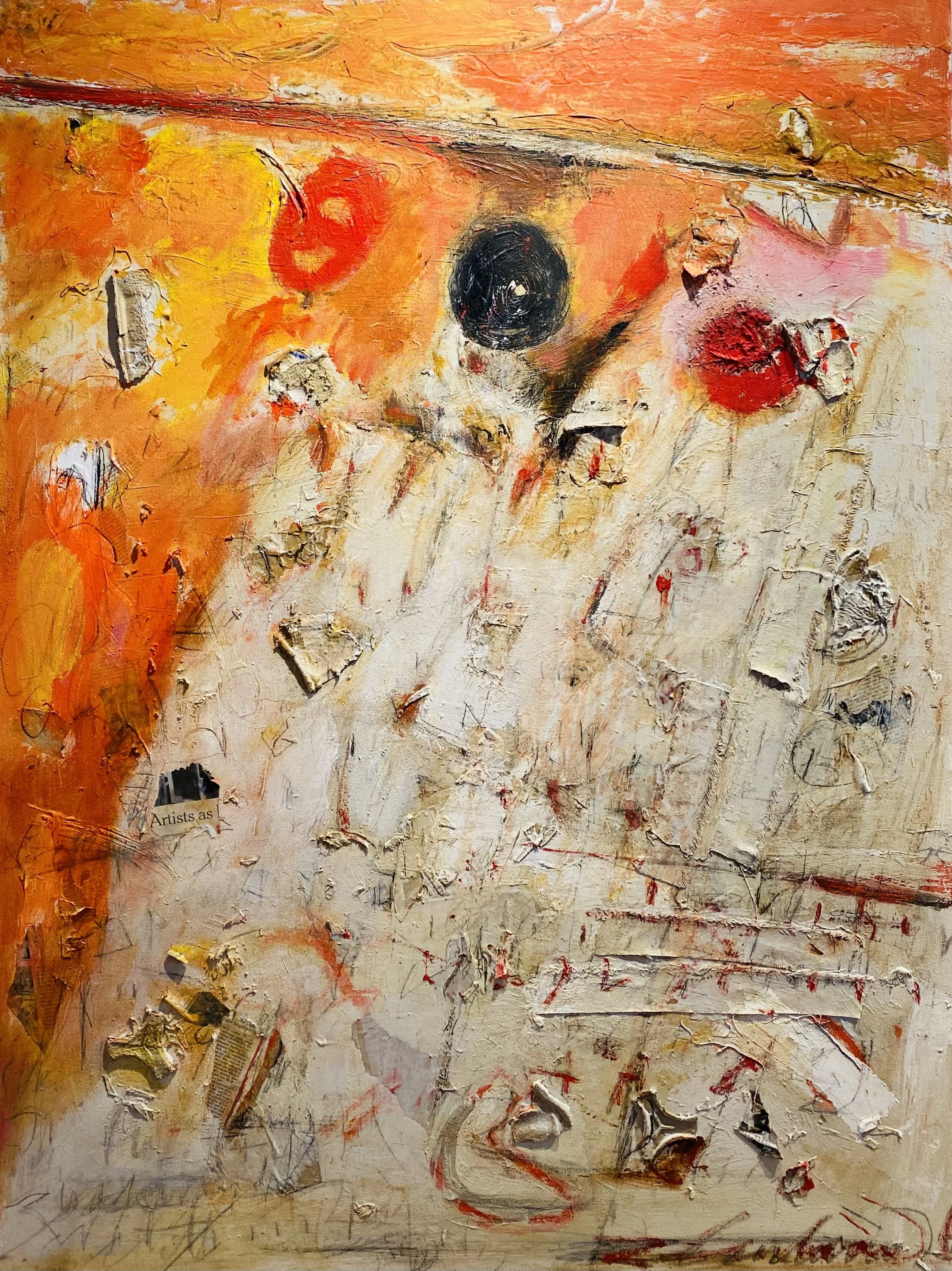 Ralph Turturro, Moonlighting on the Skids, 48" x 36”, acrylic and mixed media on canvas, 2025