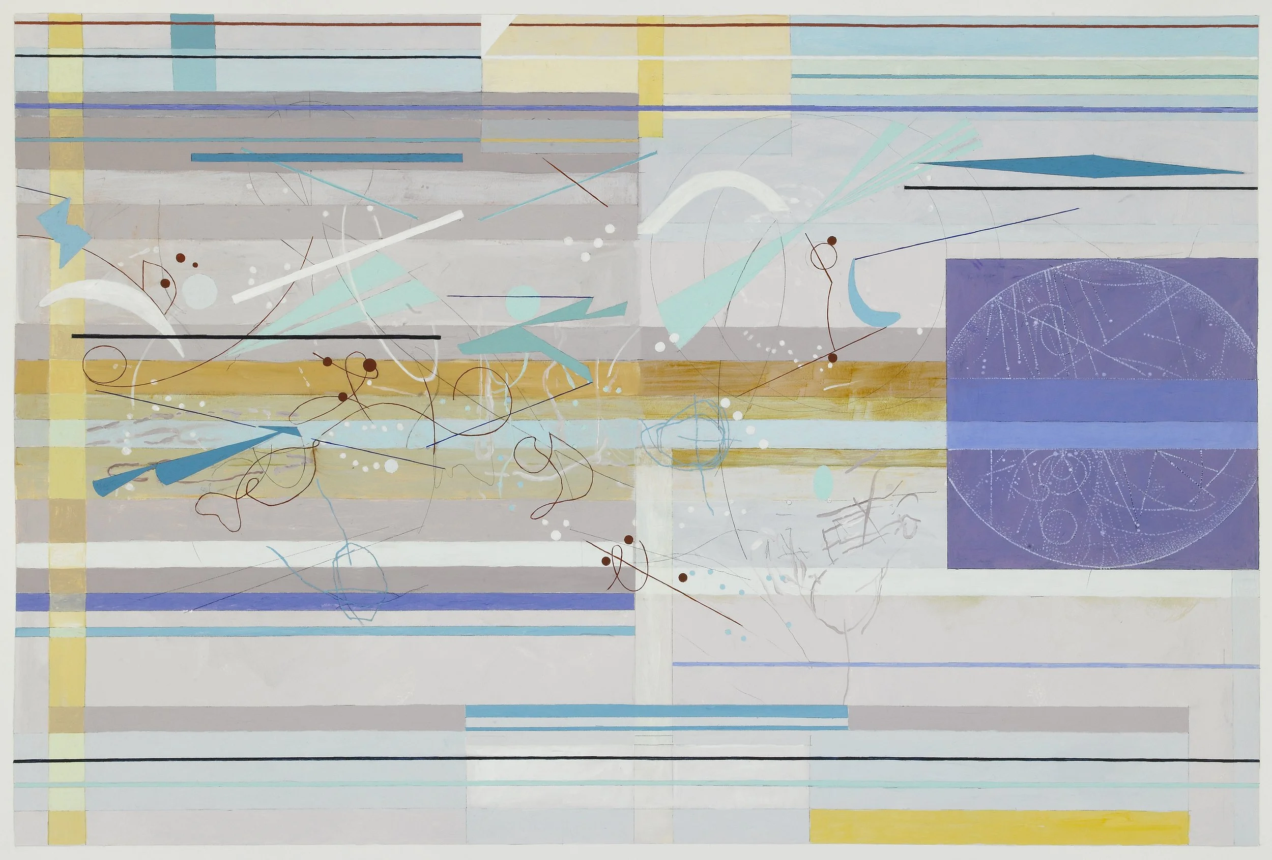 Flight Patterns, 32" x 42" (framed size), acrylic on paper, 2023