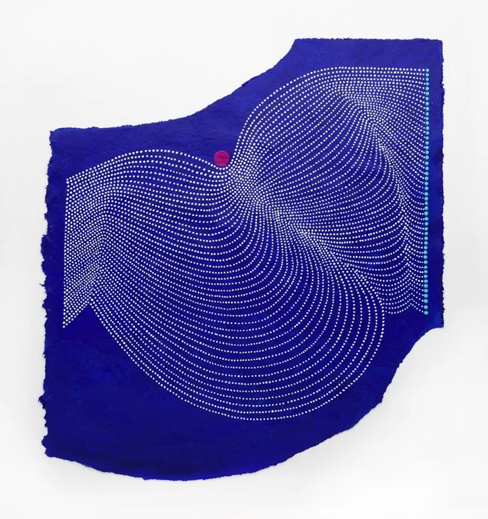 Paula Overbay, Jouer 58, 11" x 10", acrylic on Japanese paper, 2025