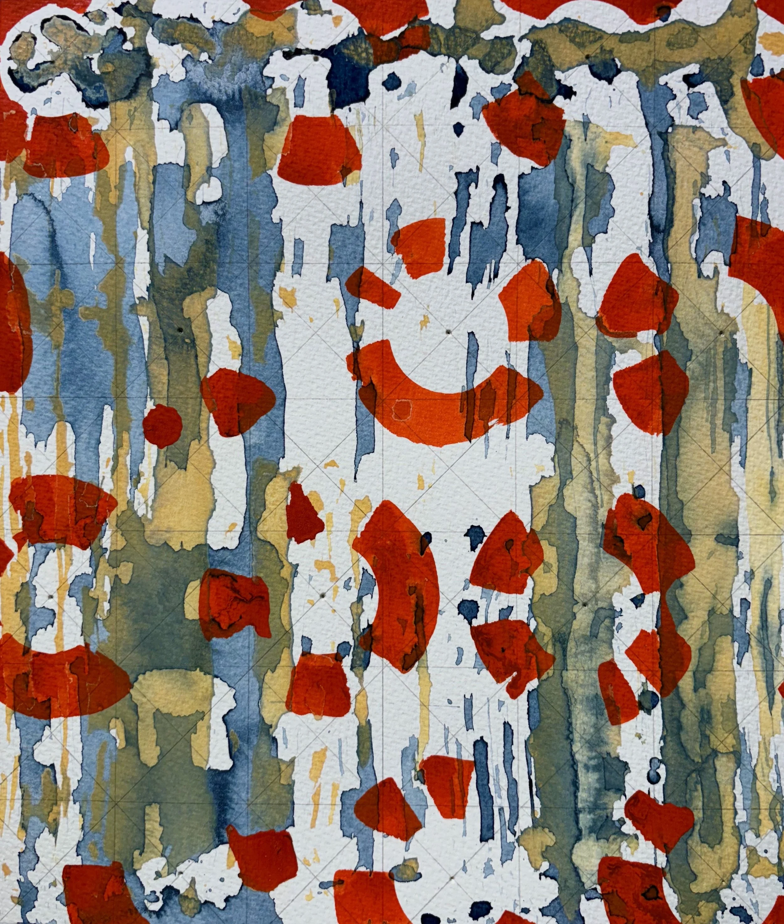 Tim Merrick, 24" x 20" (framed size), Ancient of Days #17, Sumi ink, watercolor and pencil on perforated paper, 2024