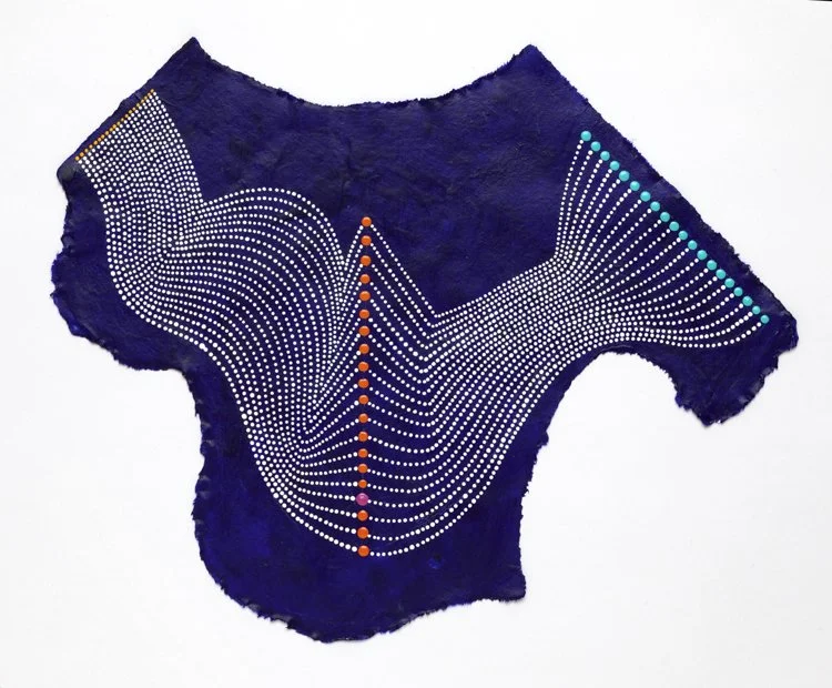 Paula Overbay, Jouer 51, 11" x 11", acrylic on Japanese paper, 2024