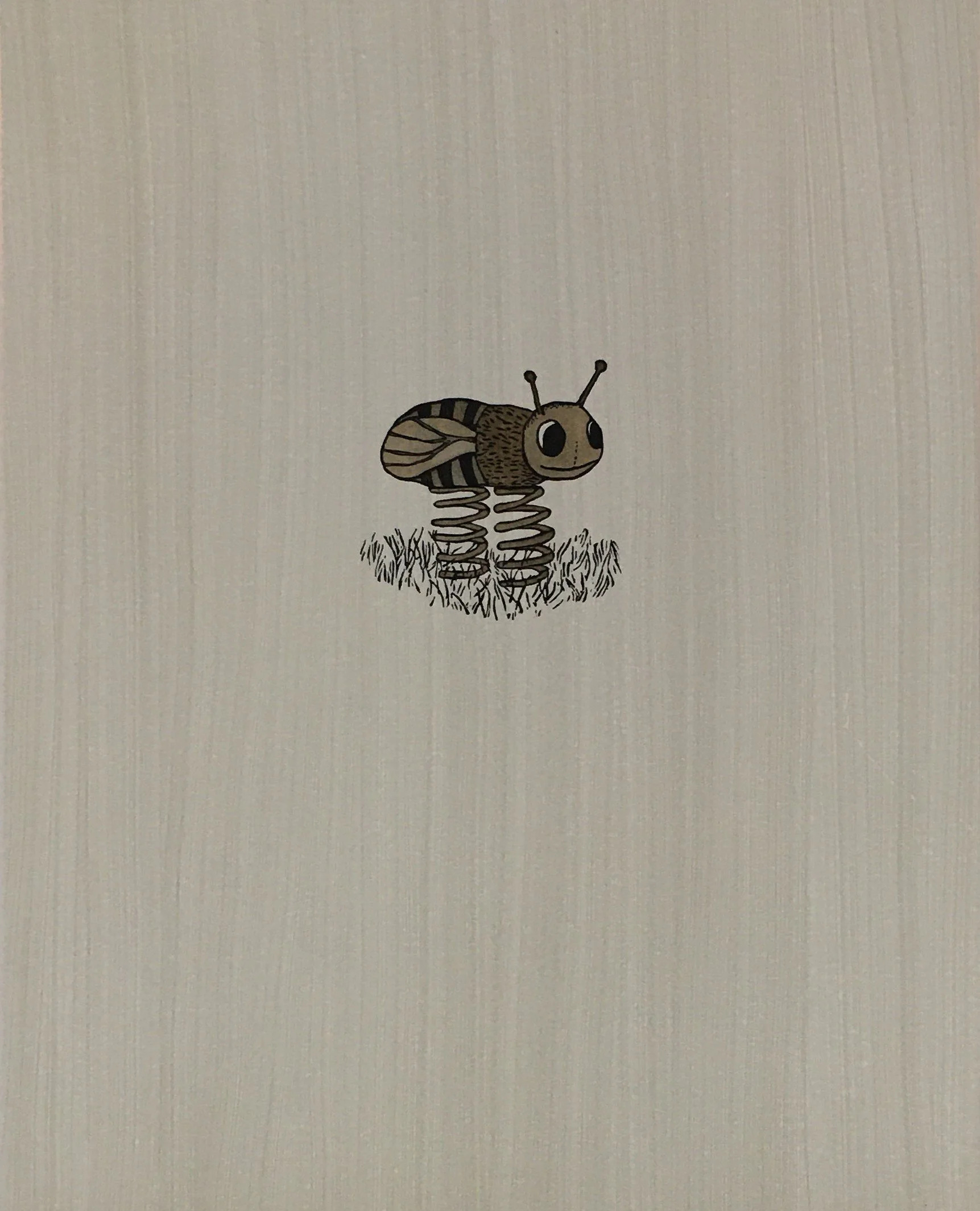 Sylvia Taylor, Welcome to Bee World, 14" x 12" (unframed size), relief print with hand coloring, 2025