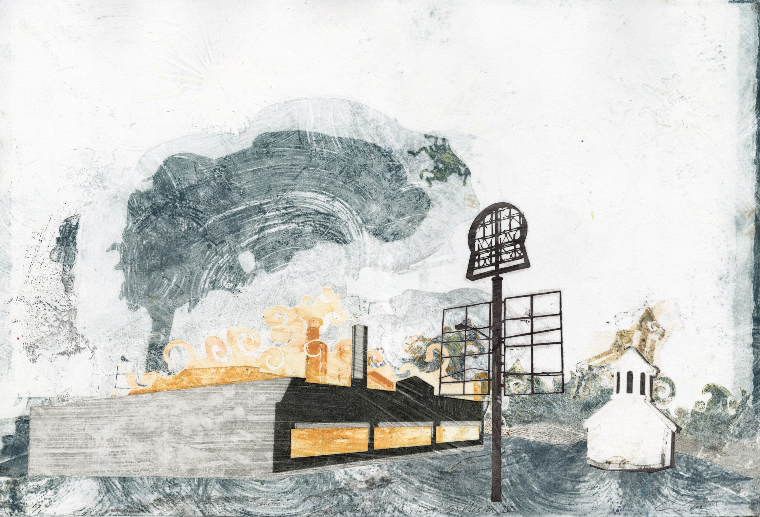 Craig Mains, San Pablito Market Explosion IV, 18" x 24", monotype
