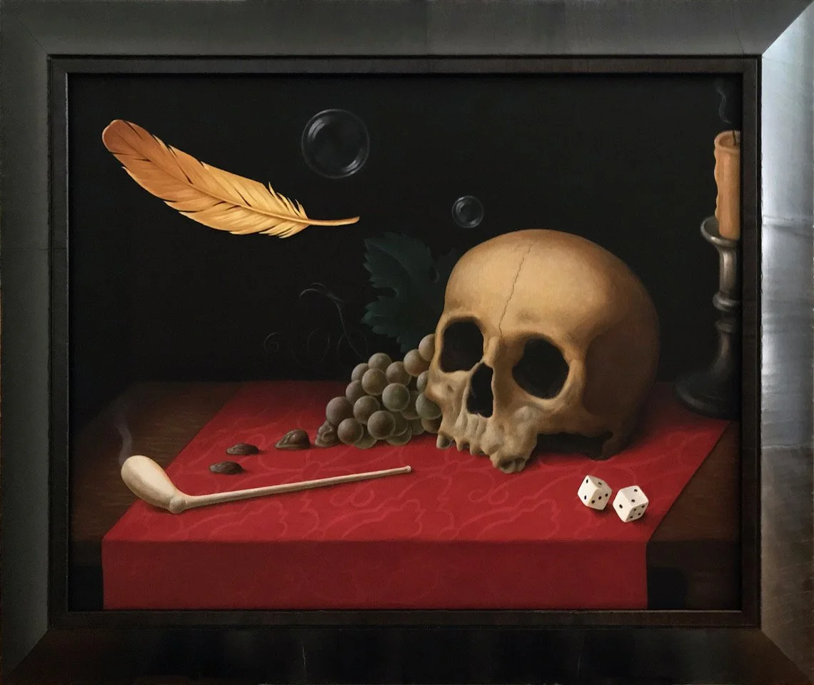Steve Carver, Dutch Interior, Paradise, acrylic & alkyd on wood panel, 2019

