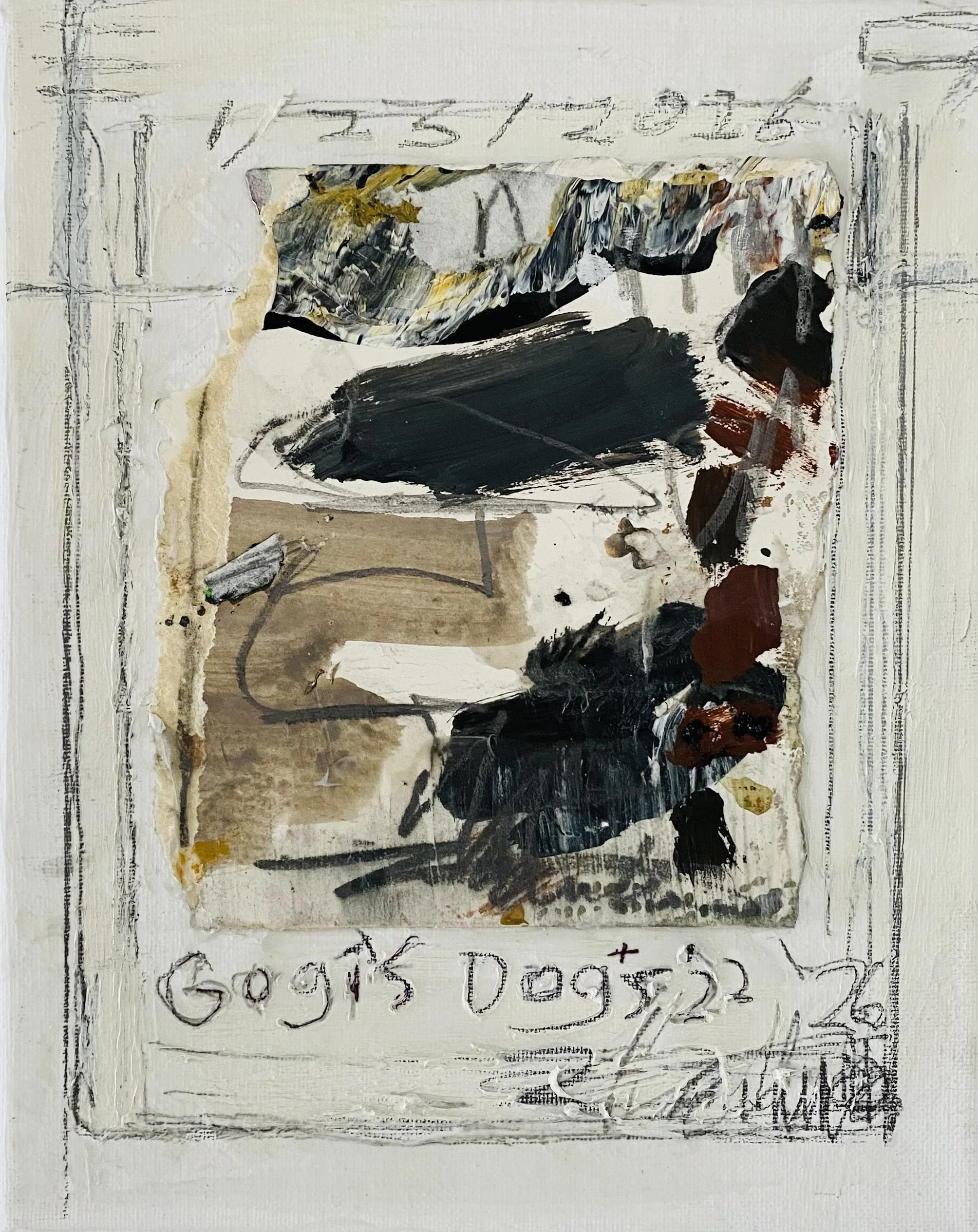 Ralph Turturro, Gogi's Dog, 10" x 8", mixed media on paper, mounted on canvas, 2026