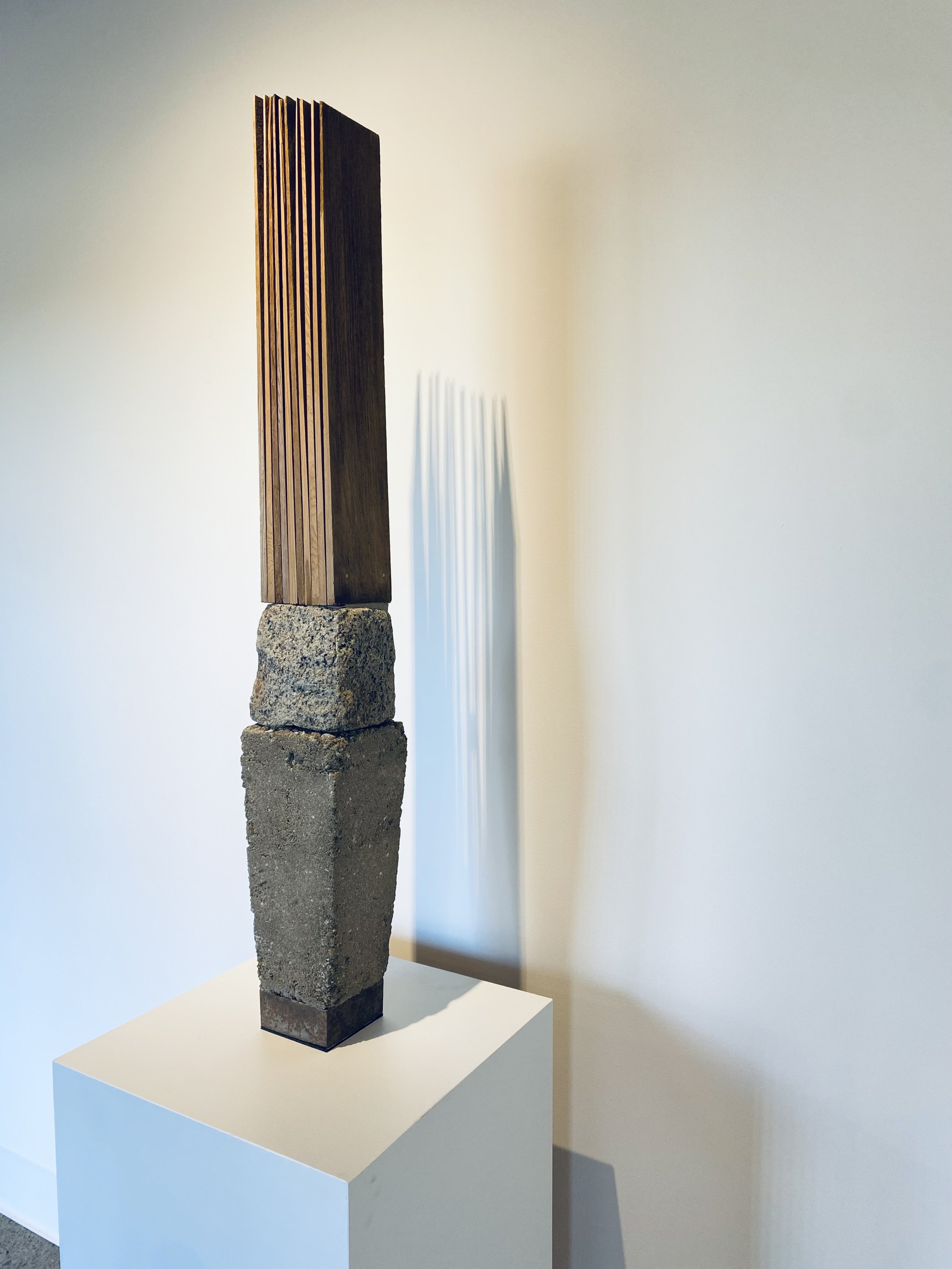 Phil Donovan, Brancusi's Broom , 46" x 6" x 6", cedar, concrete, granite, steel and brass
