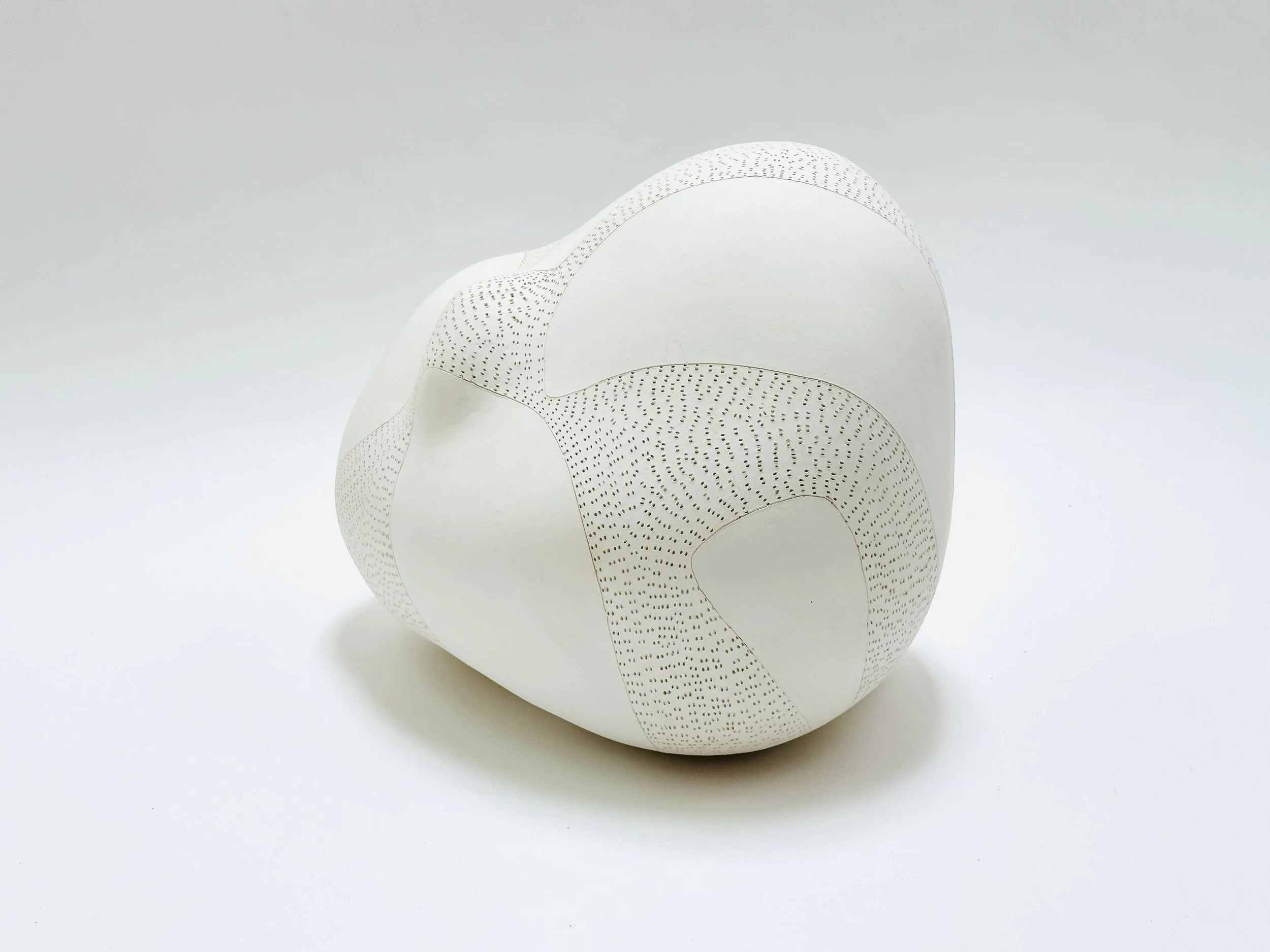 Nadia Stieglitz, Parure X, 14” x 10” x 10”, earthenware and porcelain slip, 2026