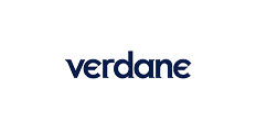 Verdane-logo i blått på svart bakgrunn