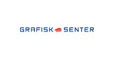 Logo for Grafisk Senter med blå tekst.
