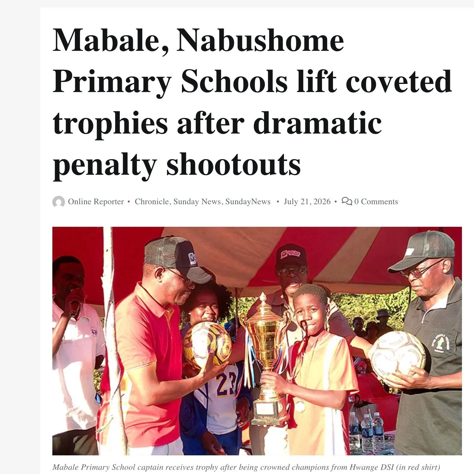 Mabale, Nabushome Primary School lift coveted trophies after dramatic penalty shootouts