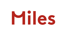 Logo med teksten 'Miles' på en hvit bakgrunn.