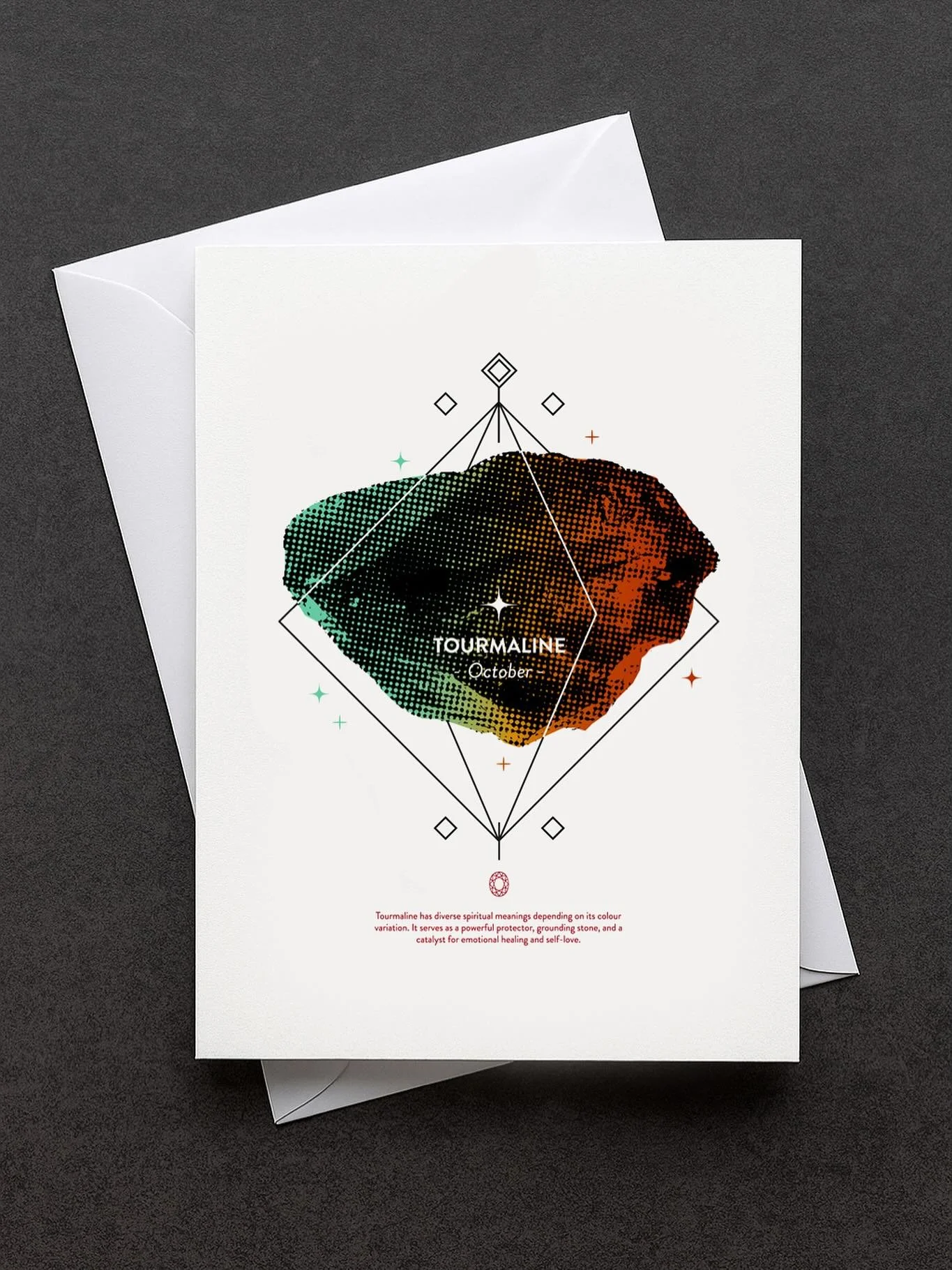 Meet October’s stone of balance and protection: Tourmaline ✨
This striking design captures the gem’s transformative energy—grounding, healing, and a catalyst for self-love.
Each card from Odd Print is crafted with intention, makin