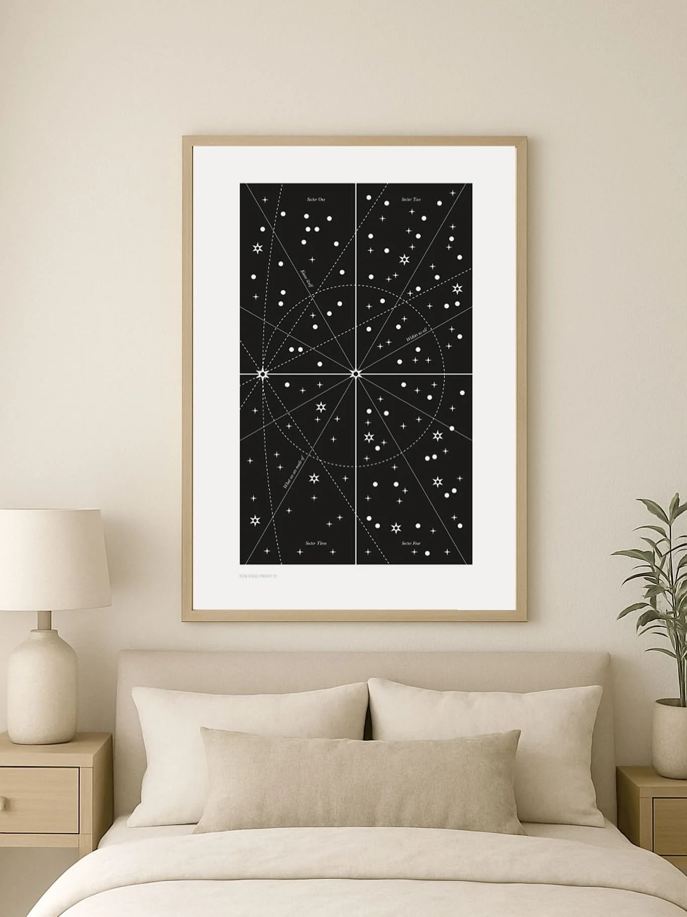 Follow the stars... they have something to tell you.
The last in this series of prints (possibly the hardest to solve!) -  star map print hides a secret message among the constellations, waiting to be uncovered by those who look a little closer.
Th