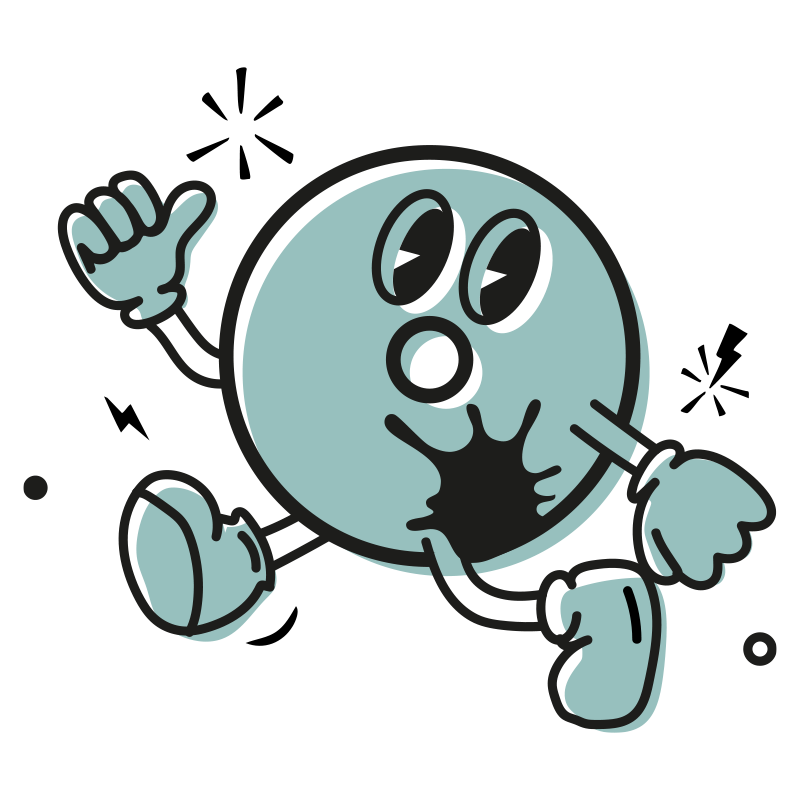 A cartoon character that looks like a globe with arms, legs, and facial features, making a shushing gesture.