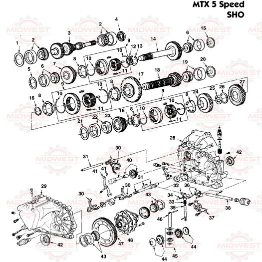 Parts Illustration Ford MTX5 Manual Transmission
