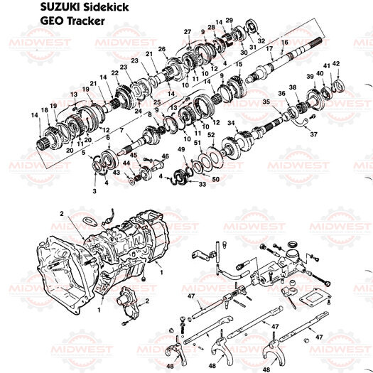 Parts Illustration Suzuki and GEO Tracker 5 Speed Manual Transmission