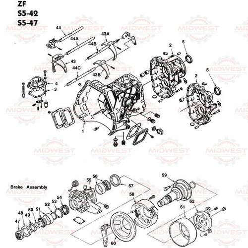 Parts Illustration Ford ZF S542 & ZF S547 Manual Transmission — Midwest Transmission Center