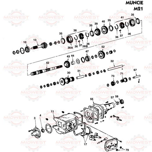 Muncie M21 4Speed Transmission Parts Illustration