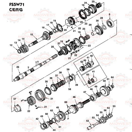 Parts Illustration Nissan FS5W71 5 Speed Manual Transmission — Midwest