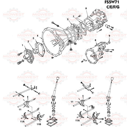 Parts Illustration Nissan Fs5w71 5 Speed Manual Transmission — Midwest