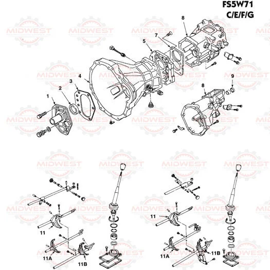 Parts Illustration Nissan FS5W71 5 Speed Manual Transmission — Midwest