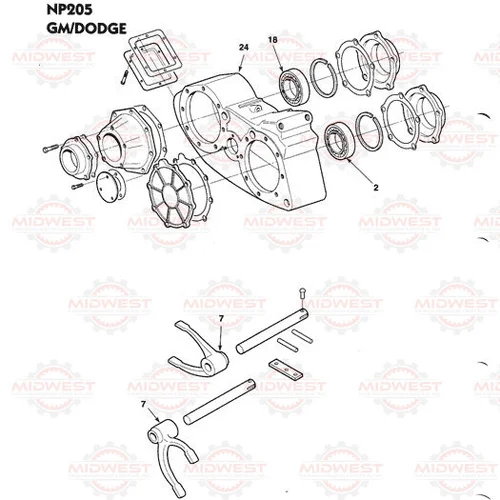Parts Illustration NP205 Transfer Case — Midwest Transmission Center