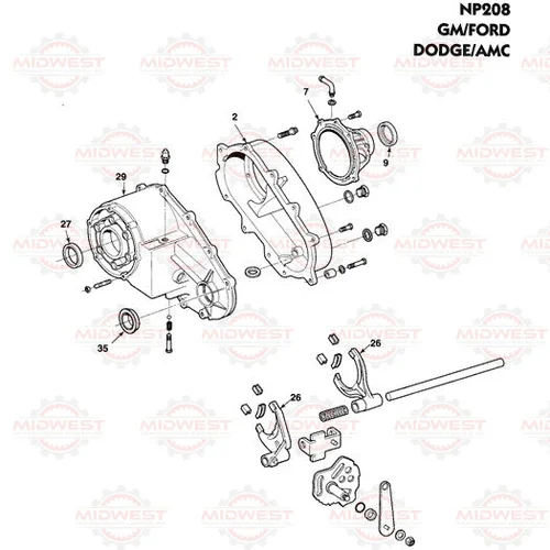 Parts Illustration NP208 Transfer Case — Midwest Transmission Center