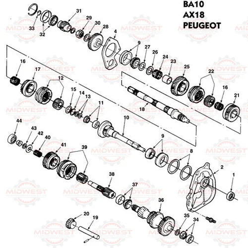 Parts Illustration BA10 Peugeot 5 Speed Manual Transmission — Midwest